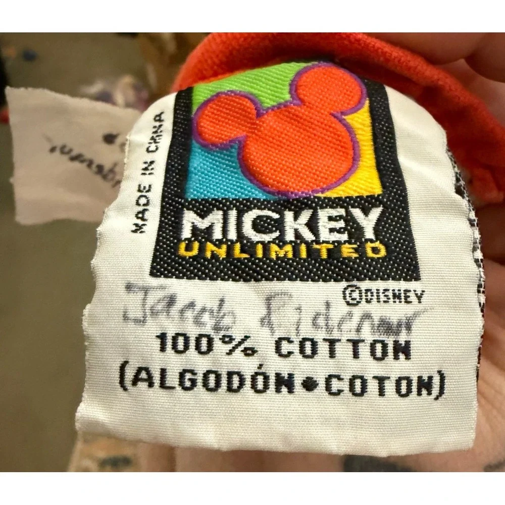 Vtg Mickey Mouse Unlimited Disney Beach Towel 54 x 27 Cotton Red Black 90's Y2K